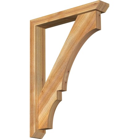 Ekena Millwork Balboa Slat Rough Sawn Bracket w/ Offset Brace, Western Red Cedar, 4"W x 24"D x 32"H BKT0402X24X32BOA06RWR